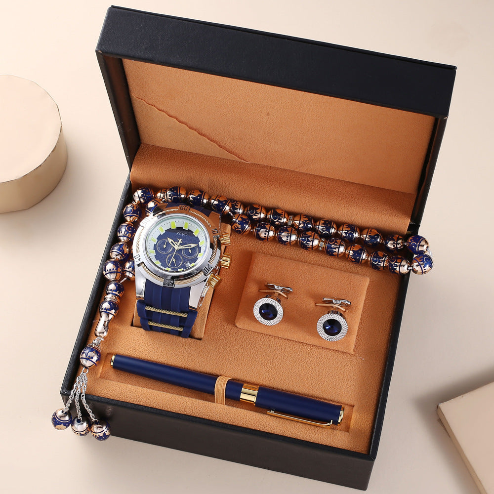 Flag Village WatchGift Set Rosary, Waterproof Watch, Cufflinks, Pen, High-end Gift Box