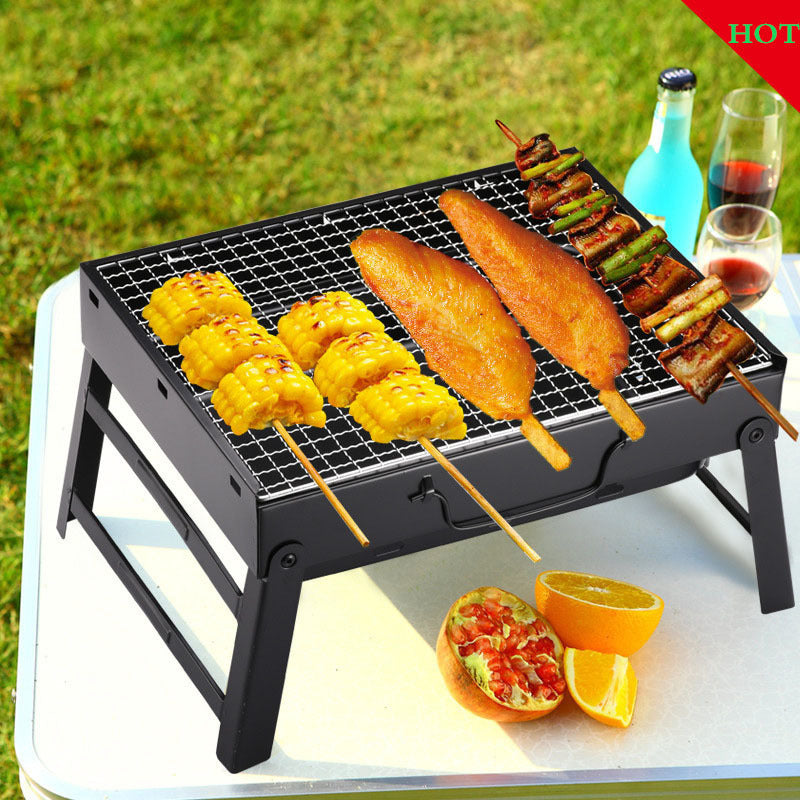 Flag Village Charcoal Barbecue Rack Outdoor Folding Portable Barbecue Grill Gift