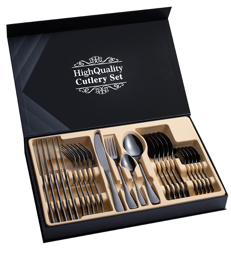 Flag Village Stainless Steel Cutlery Set 24-Piece Gift Cutlery Steak Cutlery Gift Box