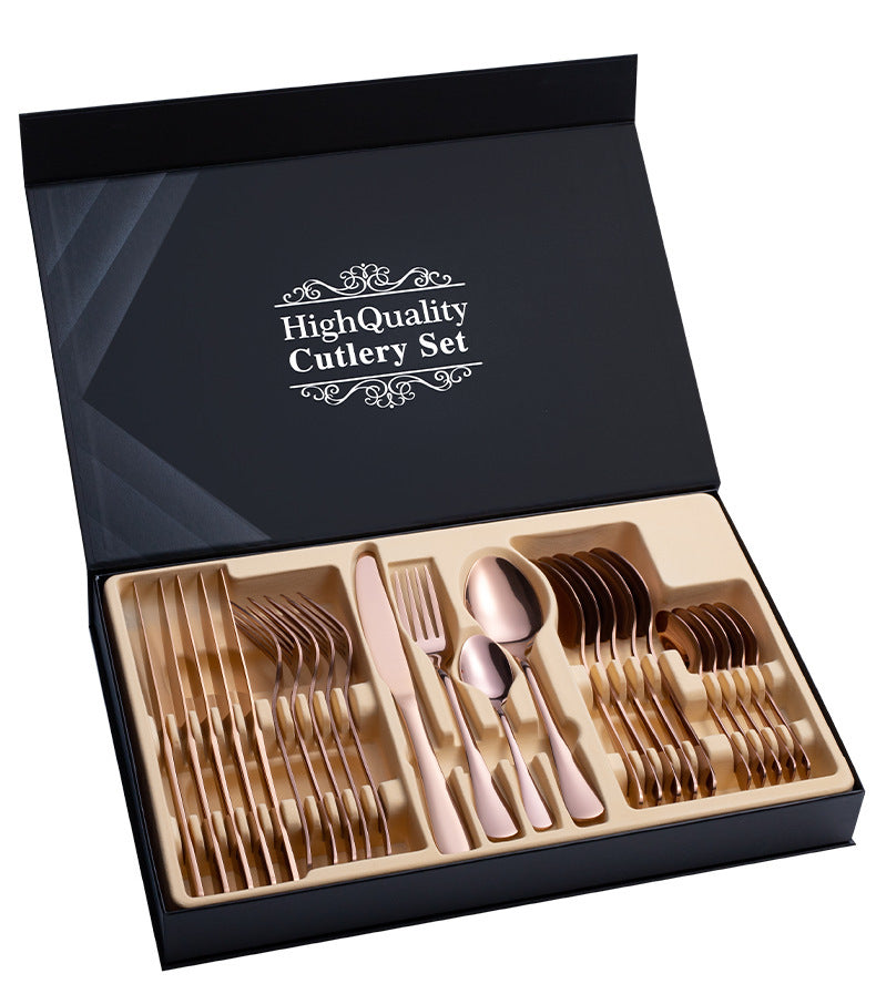 Flag Village Stainless Steel Cutlery Set 24-Piece Gift Cutlery Steak Cutlery Gift Box