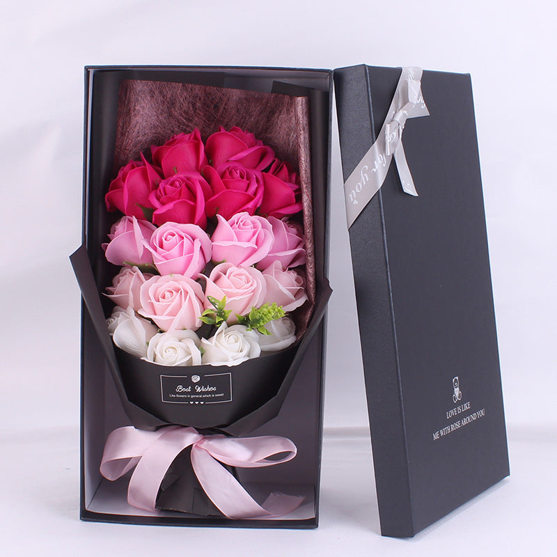 Flag Village Birthday Gift Bundle Gift Box Creative Mother's Day Cross-border Gift Soap 18 Bouquet Soap Rose Flower Valentine's Day