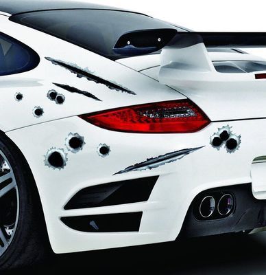 Flag Village Auto Tools Simulation Bullet Hole Car Sticker, Car Bullet Hole Crack Car Sticker