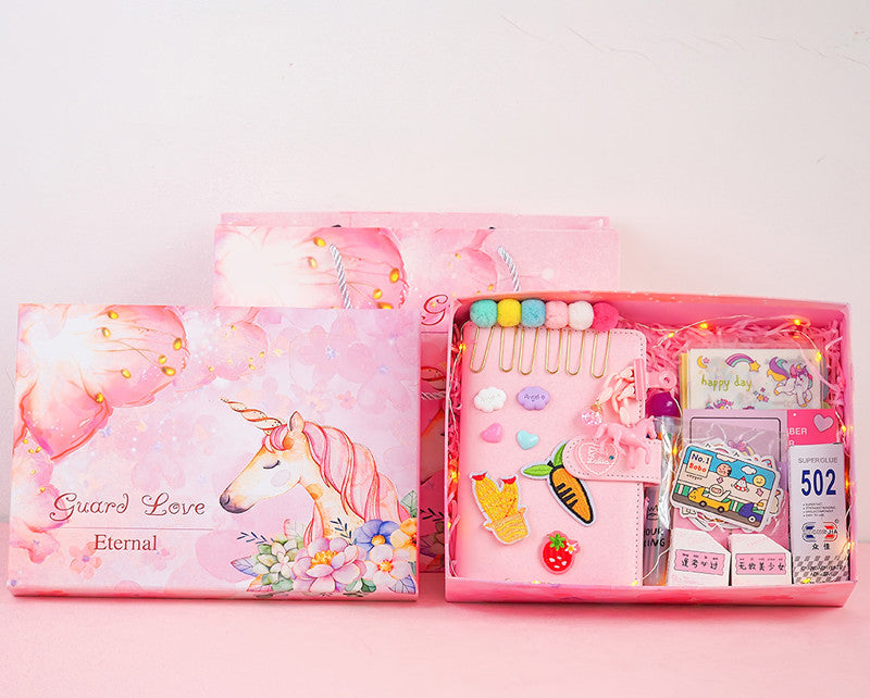 Flag Village Girl Heart Hand Account Book Gift Box Loose-Leaf Japanese Style Small Diary Notebook Cute Christmas Gift Creative Student With Cute Fairy Tool Material Full Set Of Simple