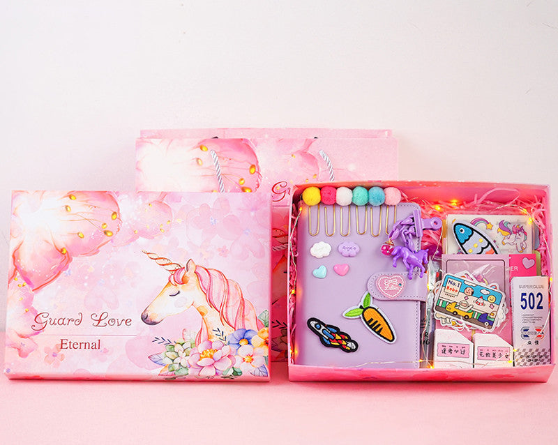 Flag Village Girl Heart Hand Account Book Gift Box Loose-Leaf Japanese Style Small Diary Notebook Cute Christmas Gift Creative Student With Cute Fairy Tool Material Full Set Of Simple