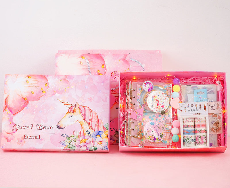 Flag Village Girl Heart Hand Account Book Gift Box Loose-Leaf Japanese Style Small Diary Notebook Cute Christmas Gift Creative Student With Cute Fairy Tool Material Full Set Of Simple