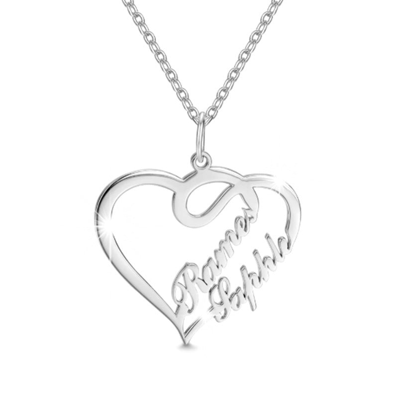 Flag Village Double Heart Necklace Personalized Necklaces Pendant Gifts Stainless Steel For Women