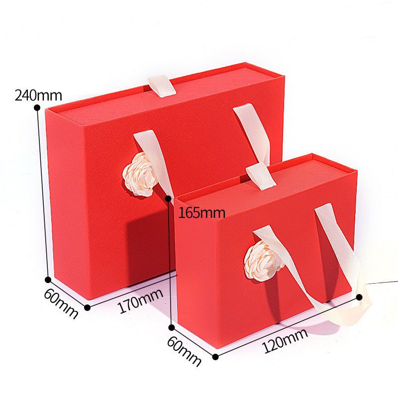 Flag Village Gift Box Knot Wedding Box With Hand Gift Portable Drawer Gift Box Custom Gift Box