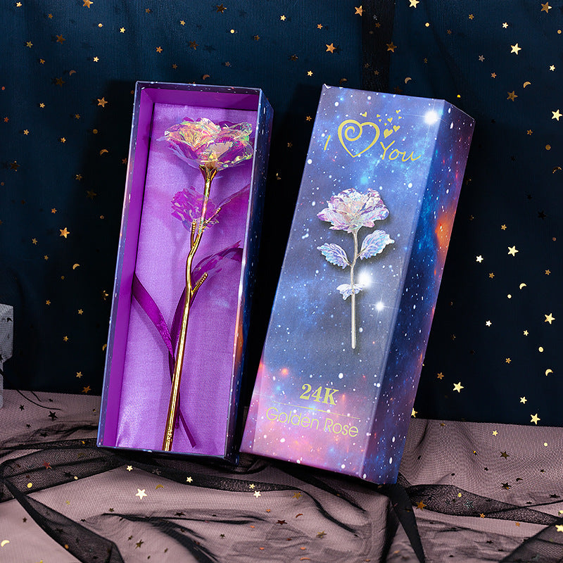 Flag Village Gold Rose Gold Foil Rose Luminous Color Gold Rose Activity Gifts