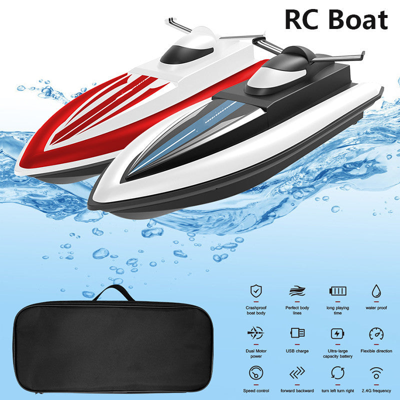Flag Village RC Boat Toy High Speed Racing Boat Waterproof 2.4G Electric Radio Dual Motor Sensitive Steering Remote Control Speedboat Gifts