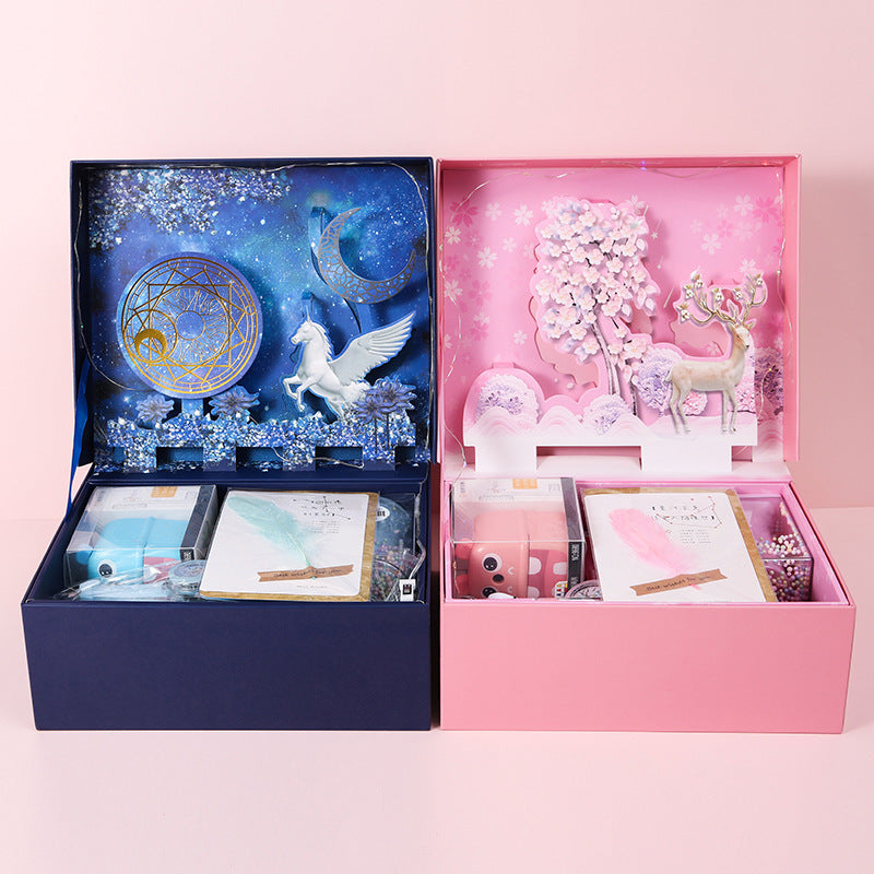 Flag Village Student Exquisite Three-dimensional Stationery Set Gift Box School Supplies Spree