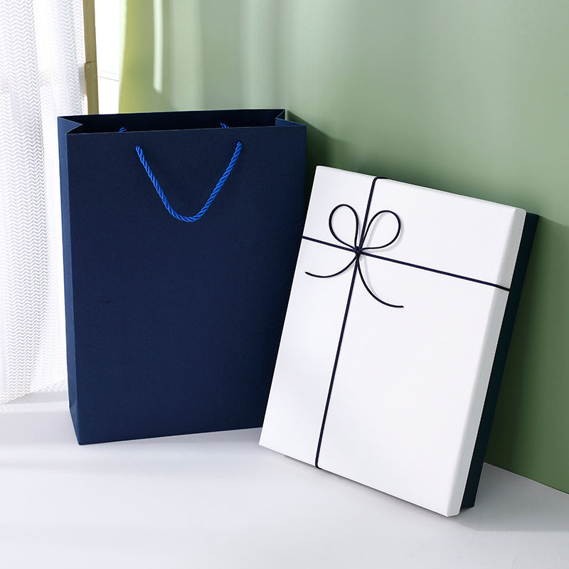 Flag Village Large Gift Box, Empty Box, Simple Blue Packaging Box, Exquisite Birthday Gift Box, Rectangular Gift Box, Custom