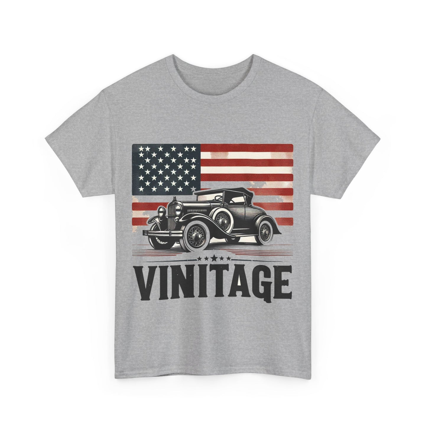 Flag Village USA Vintage Car Flag T-SHIRT Heavy Cotton Tee USA0002