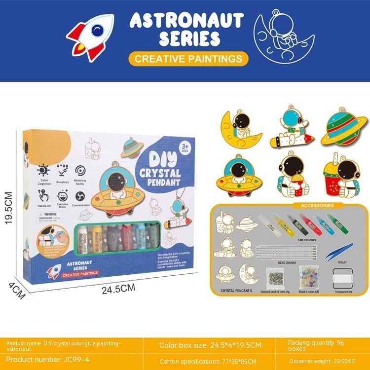 Flag Village Children Crystal Glue Painting Baking-free Painting DIY Handmade Ornaments Girls' Toys Suit Christmas Gifts