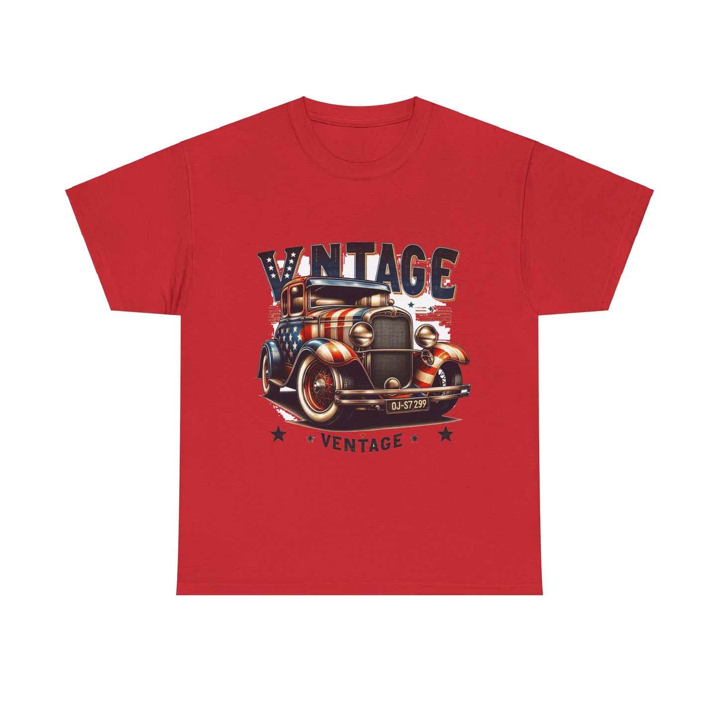 Flag Village USA Vintage Car Flag T-SHIRT Heavy Cotton Tee USA0010
