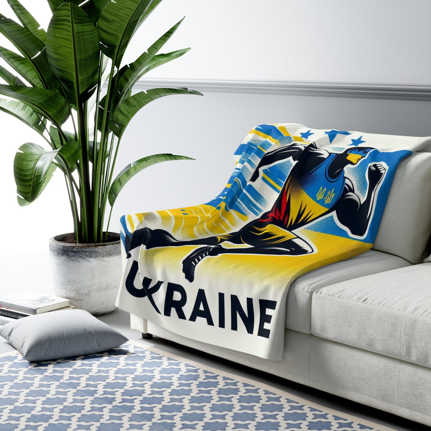 Flag Village Ukraine Sporting Flag Sherpa Fleece Blanket UKR0003