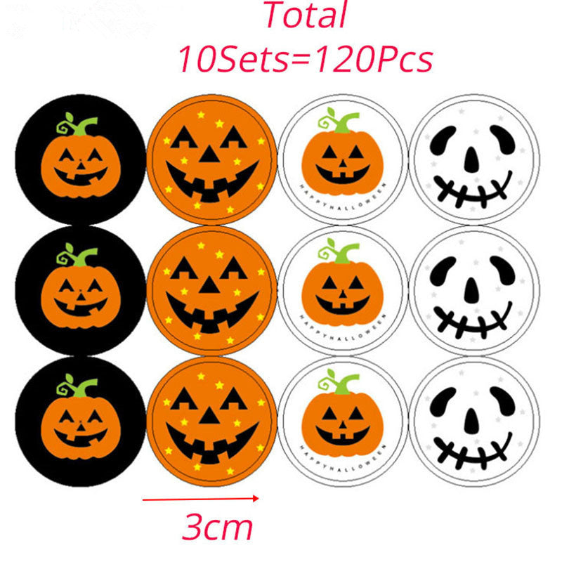 Flag Village 120 Stickers DIY Halloween Party Candy Box Stickers Gift Bag Labels Pumpkins Ghost Cupcake Decor Stickers Party Supplies