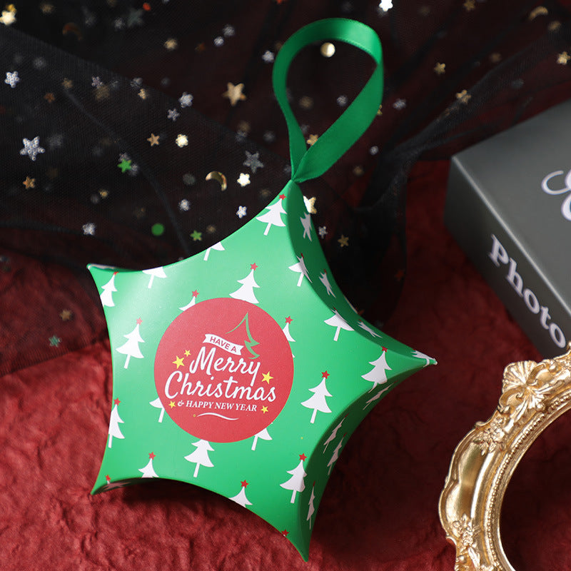 Flag Village Christmas Gift Boxes Santa Claus Candy Box Star Shape Merry Christmas Boxes Bags for Home New Year Xmas Decor Kids Gifts
