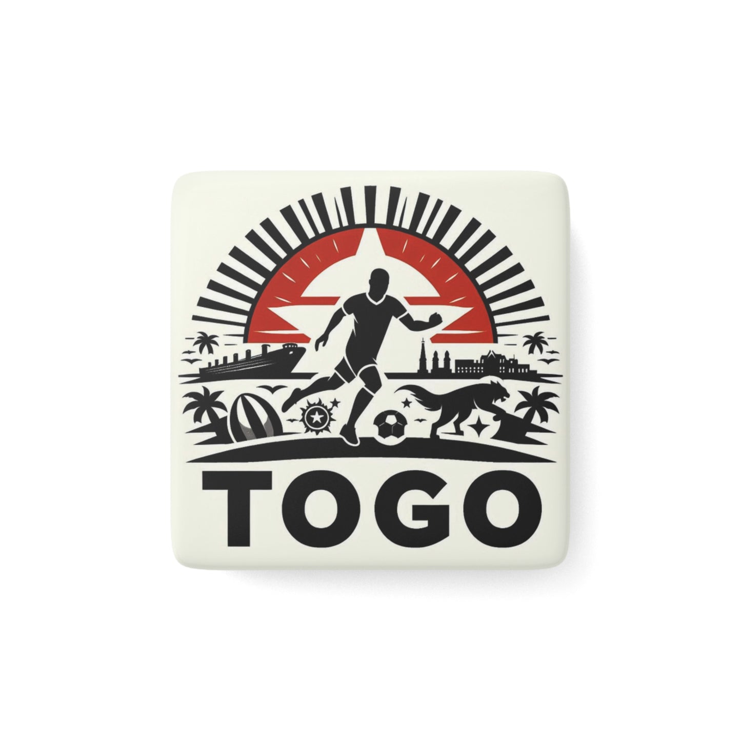 Flag Village Togo Flag Sporting Porcelain Magnet, Square TGO0002