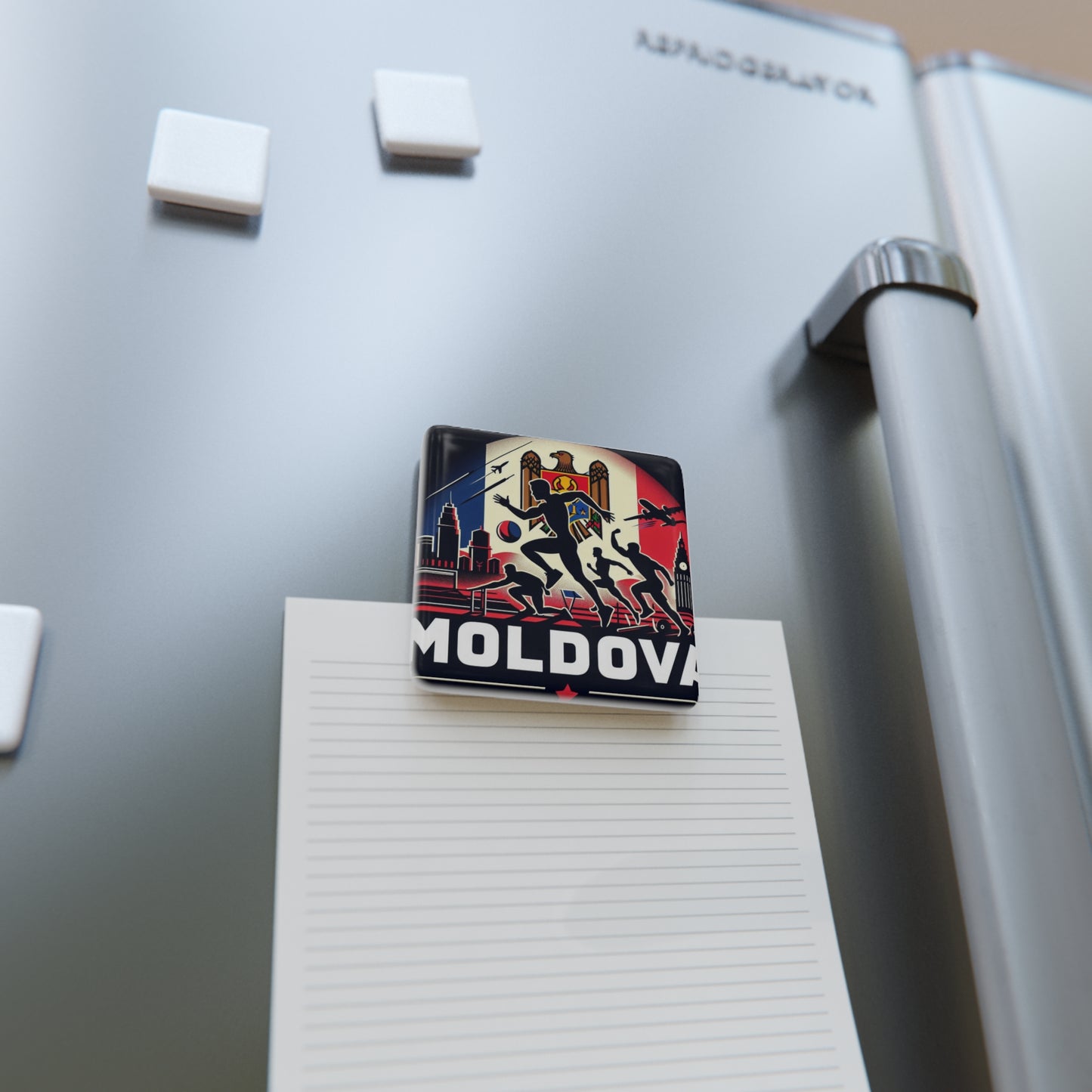 Flag Village Moldova Flag Sporting Porcelain Magnet, Square MDA0005