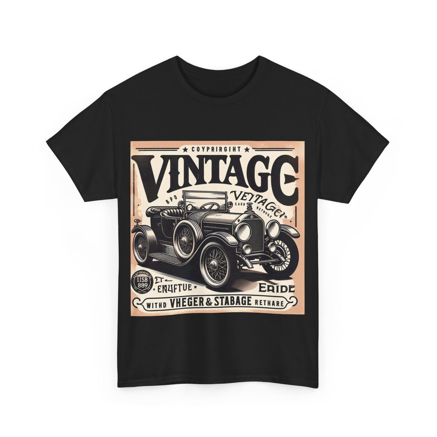 Flag Village USA Vintage Car Flag T-SHIRT Heavy Cotton Tee USA0008