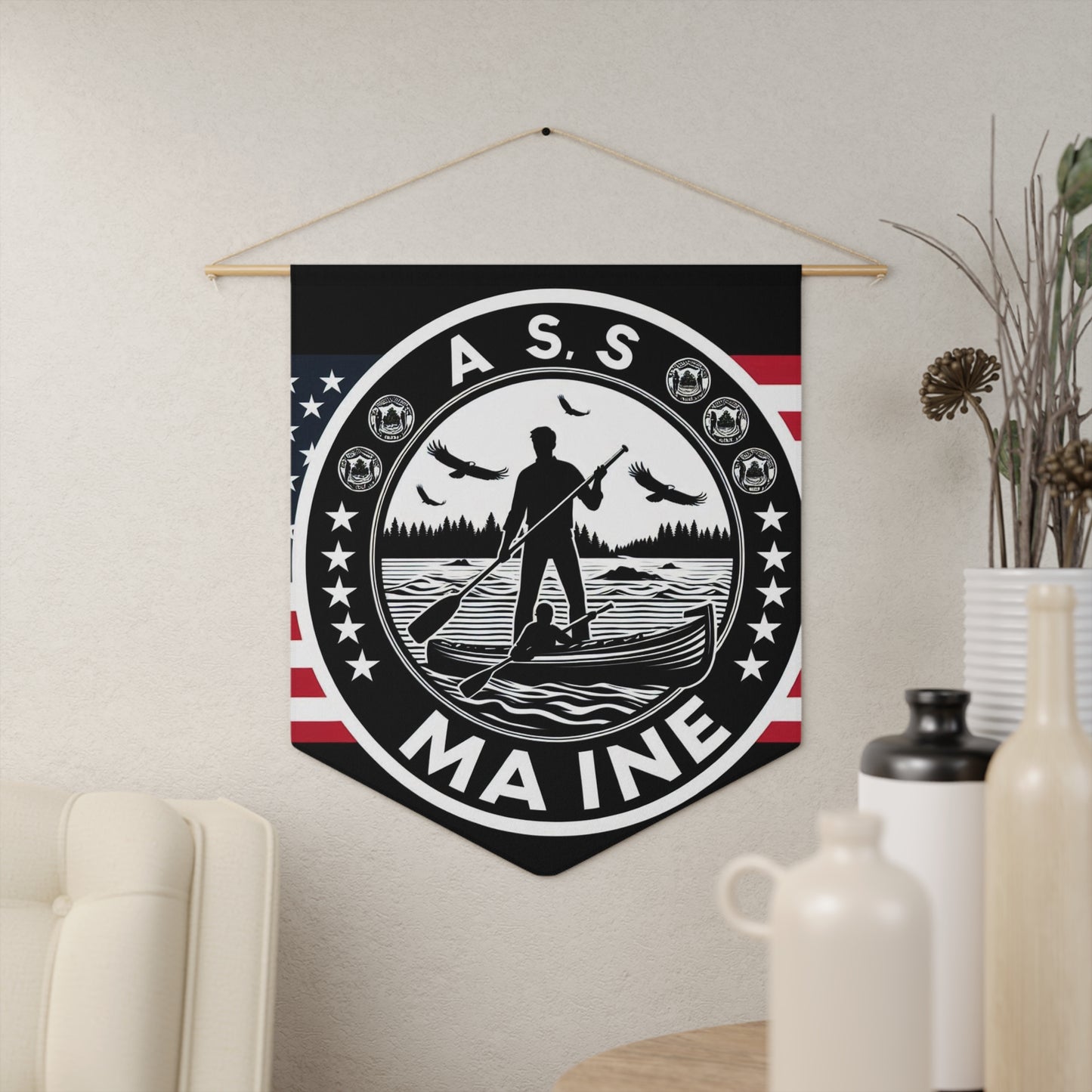 Flag Village Maine State Flag Pennant Sporting Home Wall decoration ME0001