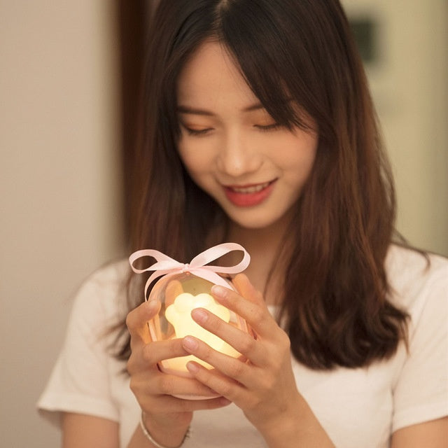 Flag Village Exquisite Night Light Cat Paw Light USB Charging Music Box Warm Musical Lamp Cats Paw Lamp For Kids Children Gift Desktop Decor
