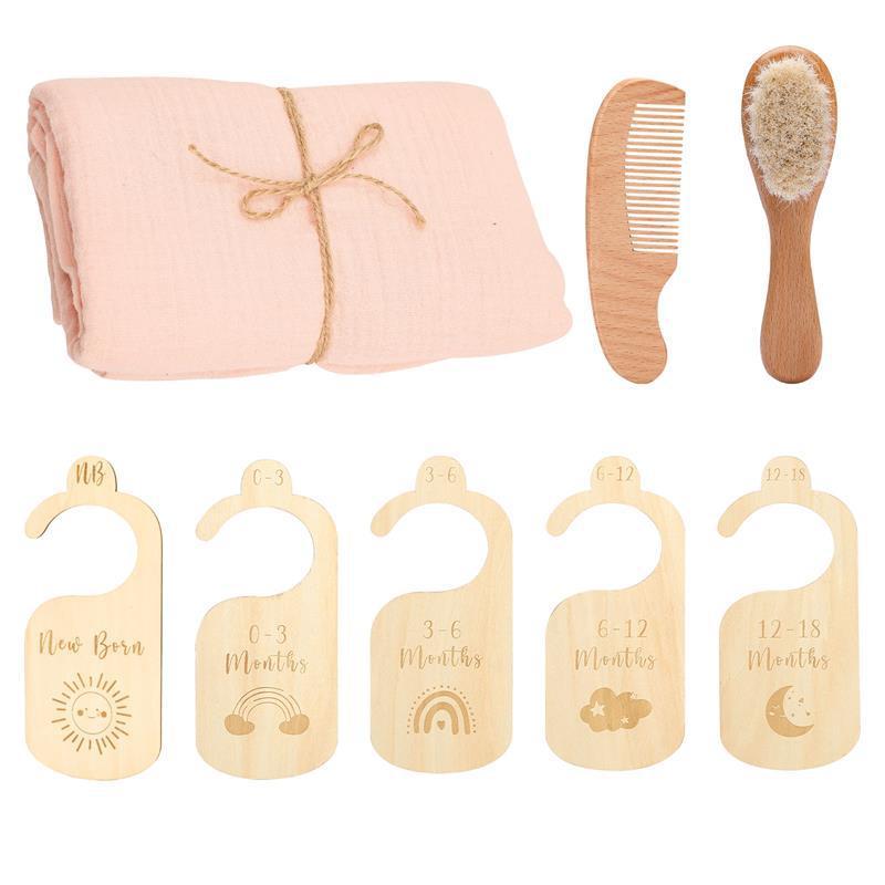 Flag Village Baby Born Gift Set Wool Brush Baby Skin-friendly Bath Towel Baby One Month Old One Hundred Days Gift Box