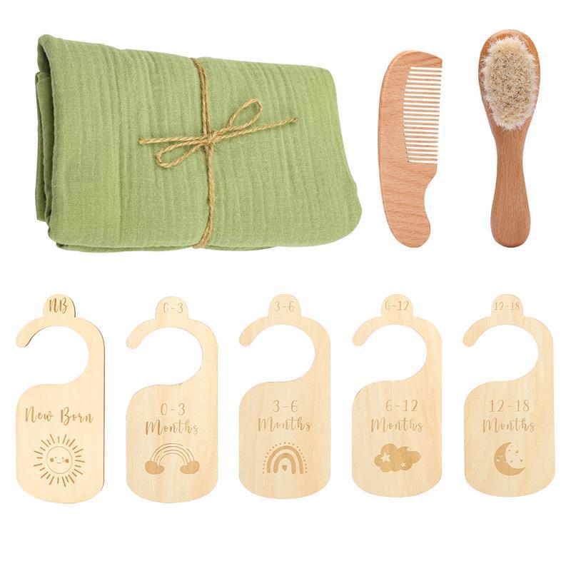 Flag Village Baby Born Gift Set Wool Brush Baby Skin-friendly Bath Towel Baby One Month Old One Hundred Days Gift Box
