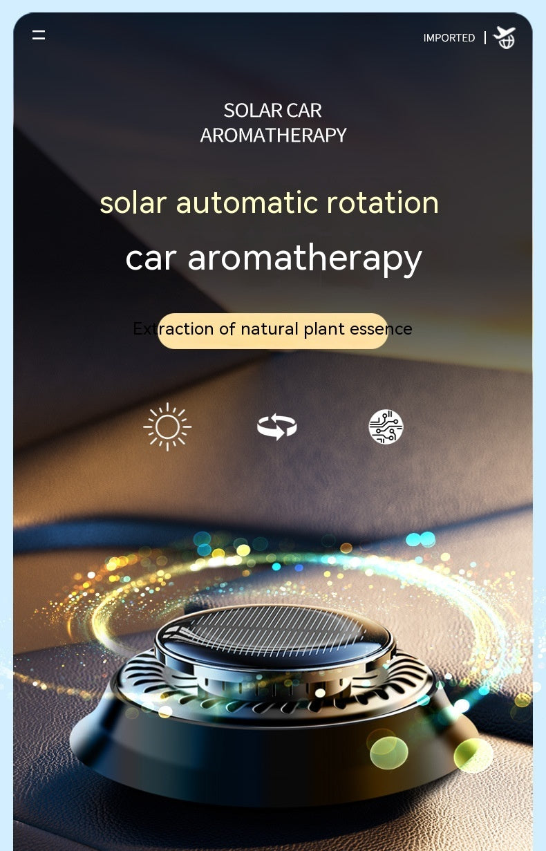 Flag Village Auto Tools Portable Kinetic Car Air Freshener Solar Powered Double Ring Rotating Air Cleaner Perfume Fragrance Diffuser
