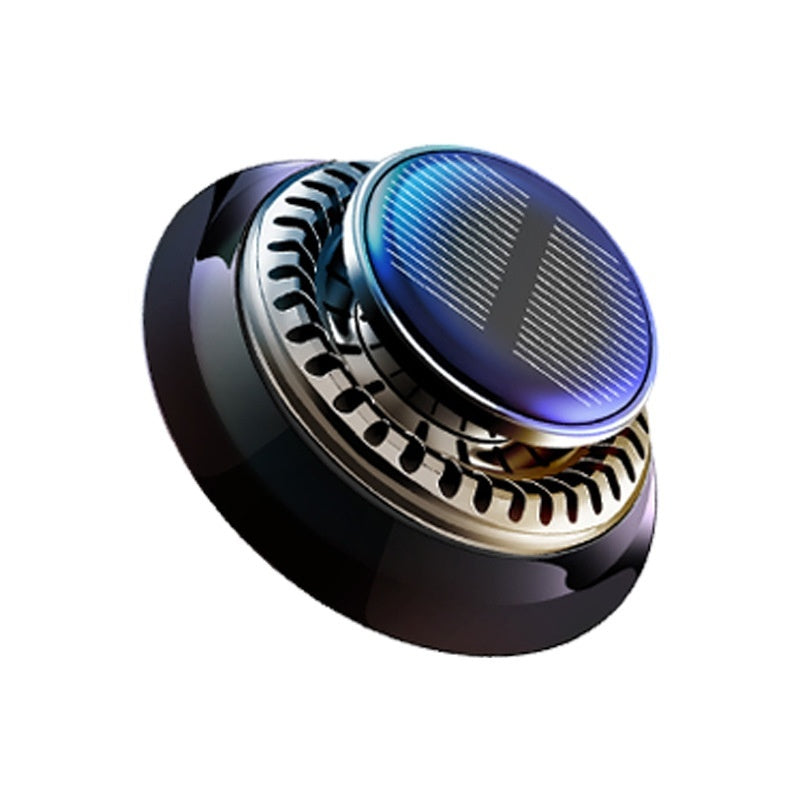 Flag Village Auto Tools Portable Kinetic Car Air Freshener Solar Powered Double Ring Rotating Air Cleaner Perfume Fragrance Diffuser