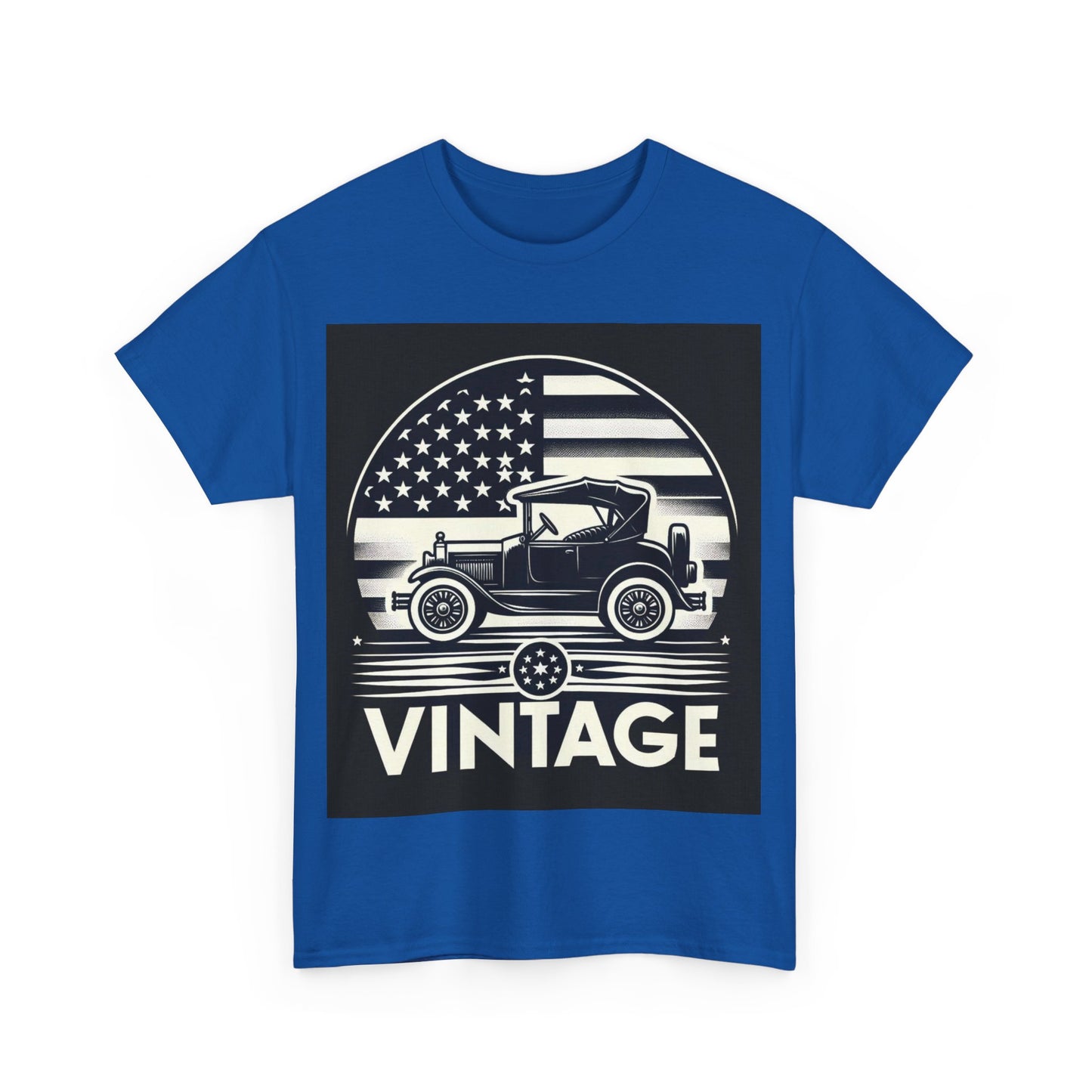Flag Village USA Vintage Car Flag T-SHIRT Heavy Cotton Tee USA0001