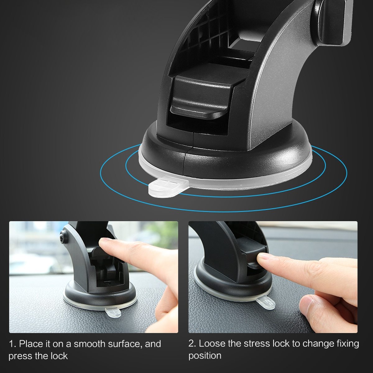 Flag Village Auto Tools Car Phone Holder Long Rod Telescopic Car Dashboard Suction Cup Type