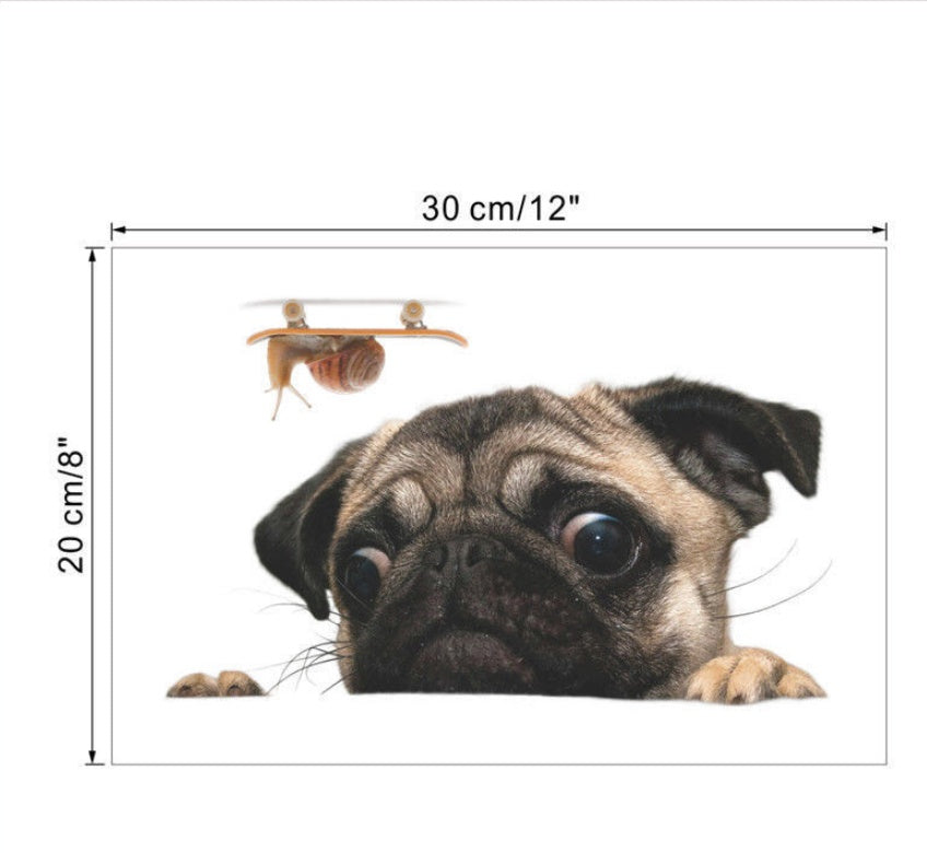 Flag Village Auto Tools 3D pug looking snail car window car sticker