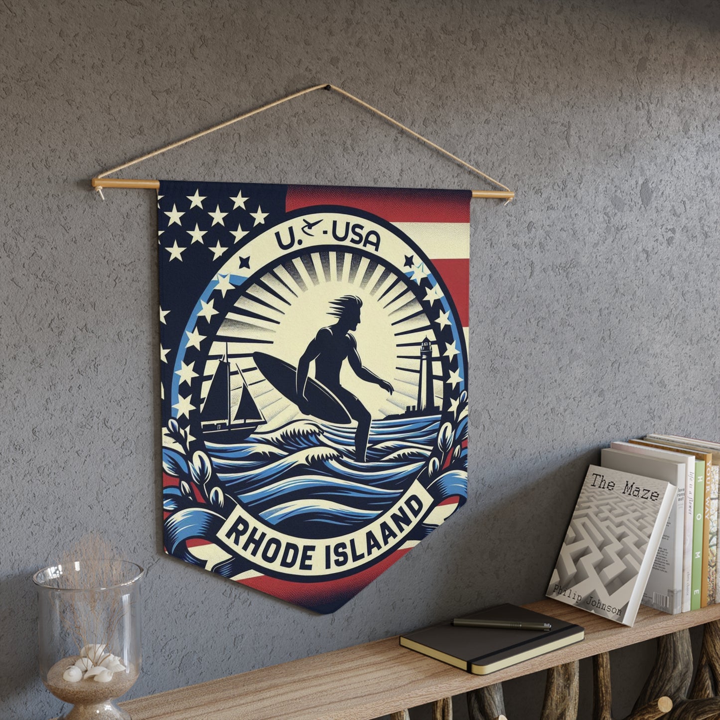 Flag Village Rhode Island State Flag Pennant Sporting Home Wall decoration RI0002