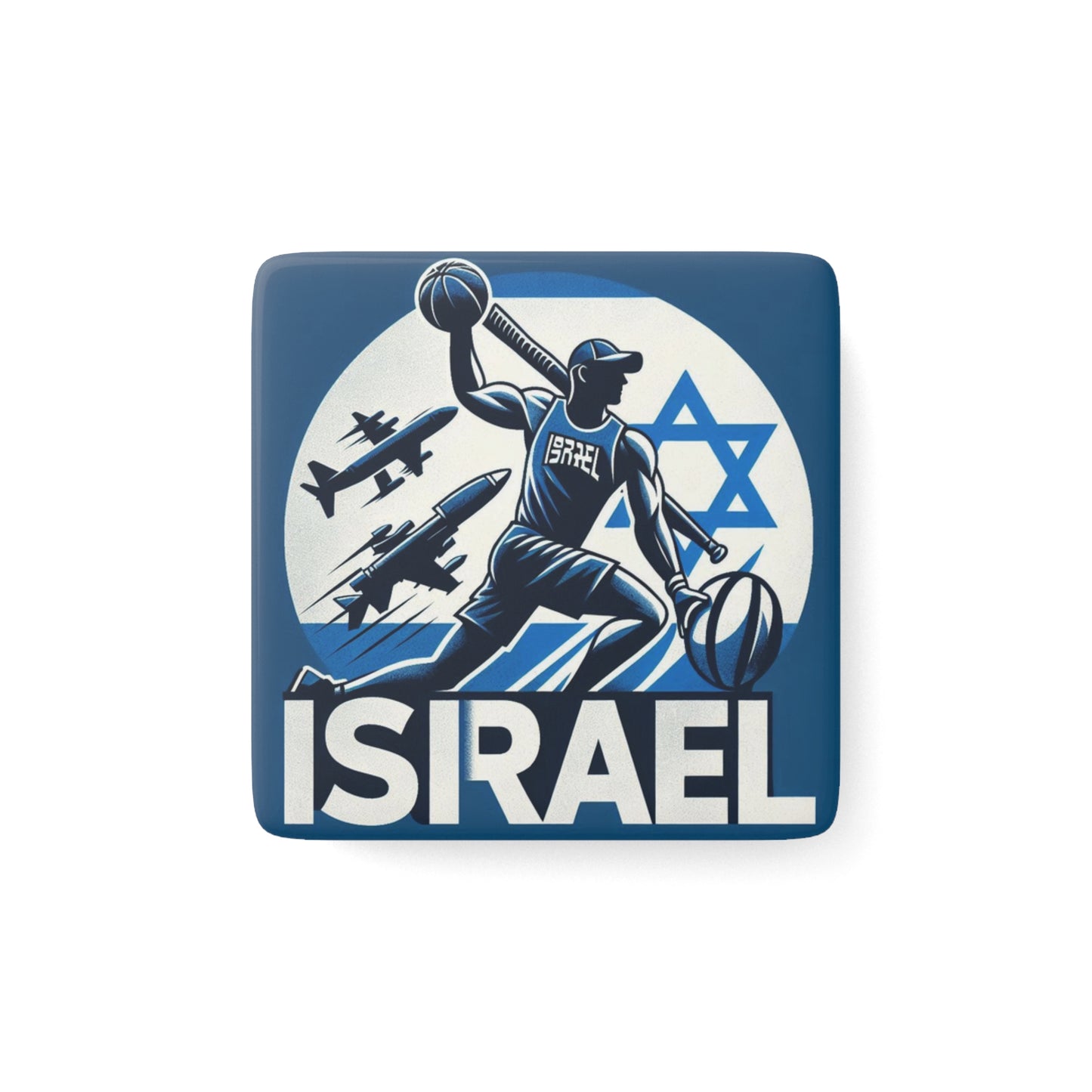 Flag Village Israel Flag Sporting Porcelain Magnet, Square ISR0005