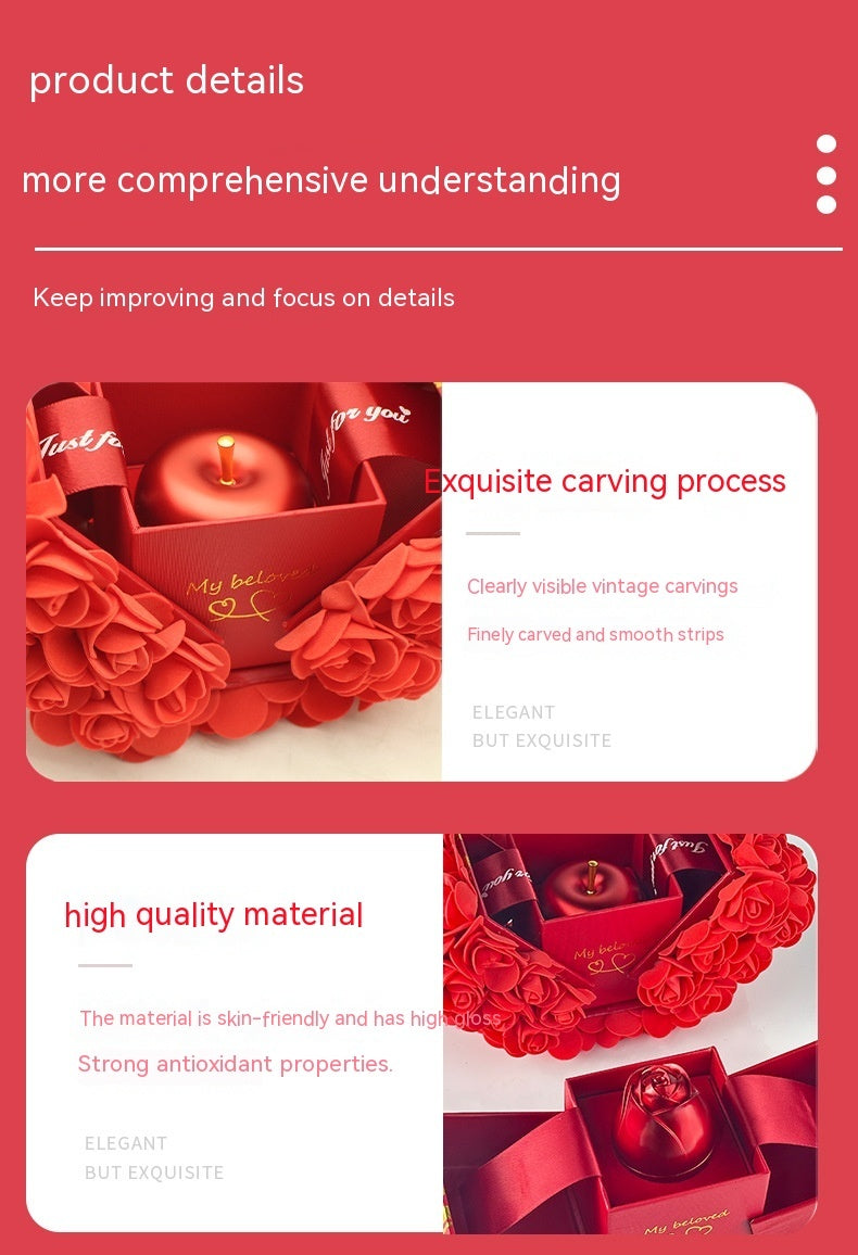 Flag Village Valentines Day Gift Soap Rose Gift Box Crystal Pendant Necklace Eternal Flower Jewelry Box Set Wedding Birthday Gift For Girlfriend