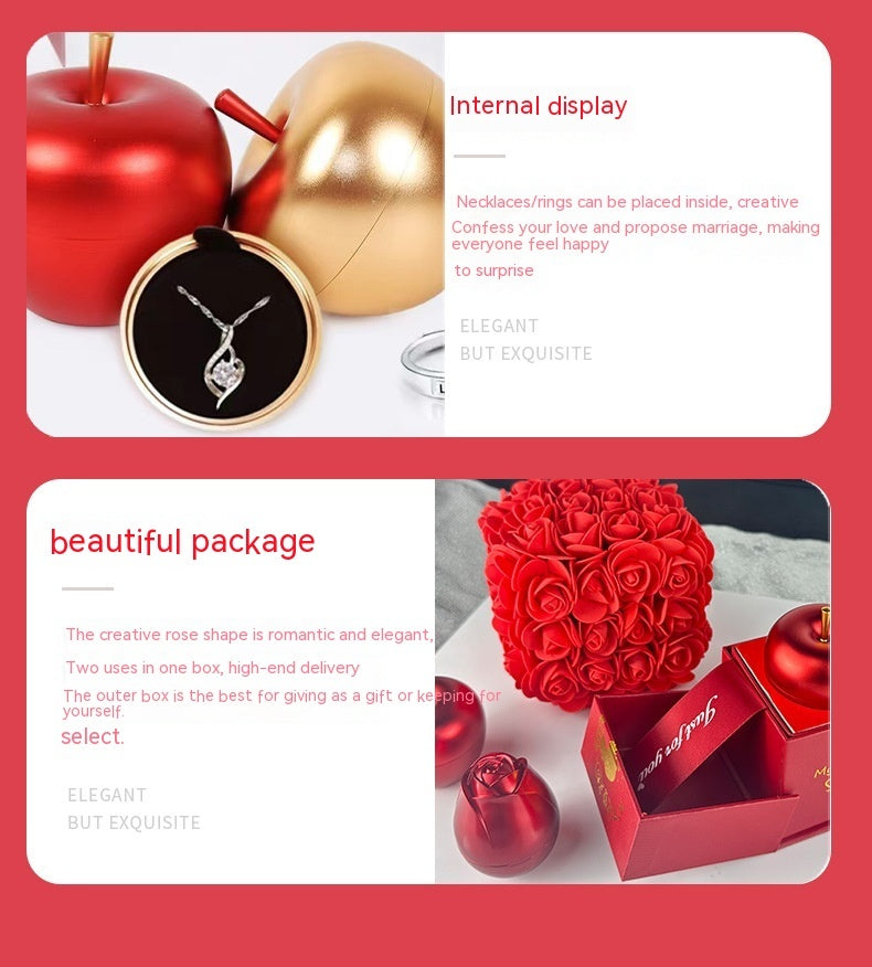 Flag Village Valentines Day Gift Soap Rose Gift Box Crystal Pendant Necklace Eternal Flower Jewelry Box Set Wedding Birthday Gift For Girlfriend