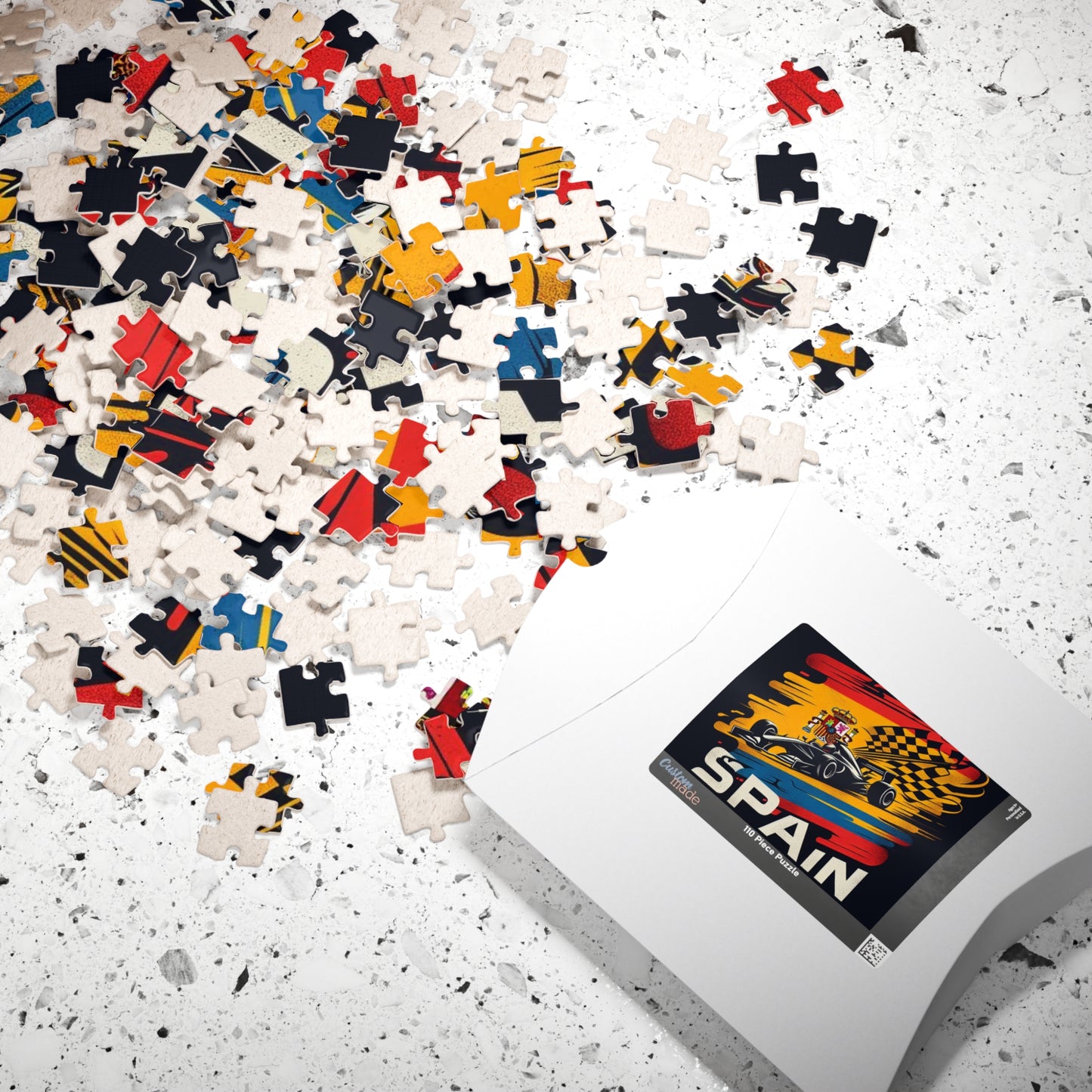 Flag Village Spain Racing Car Sporting Flag Puzzle (110, 252, 520, 1014-piece) ESP0012