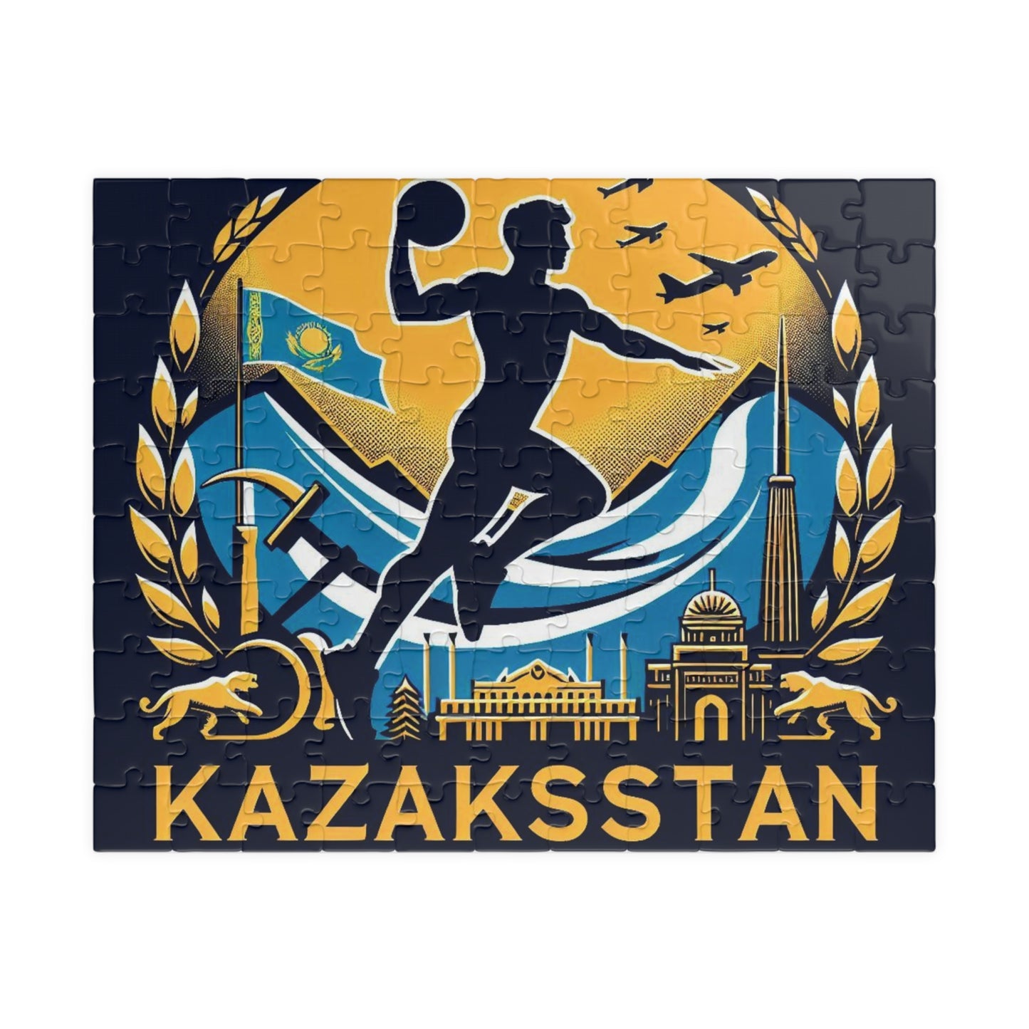 Flag Village Kazakhstan Sporting Flag Puzzle (110, 252, 520, 1014-piece) KAZ0006