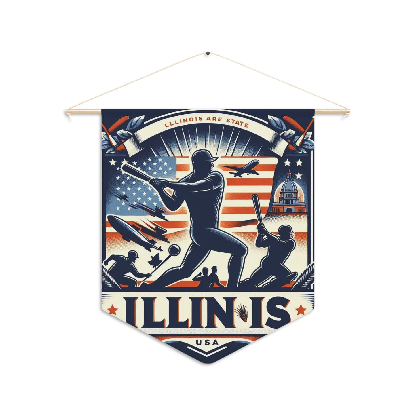 Flag Village Illinois State Flag Pennant Sporting Home Wall decoration IL0002