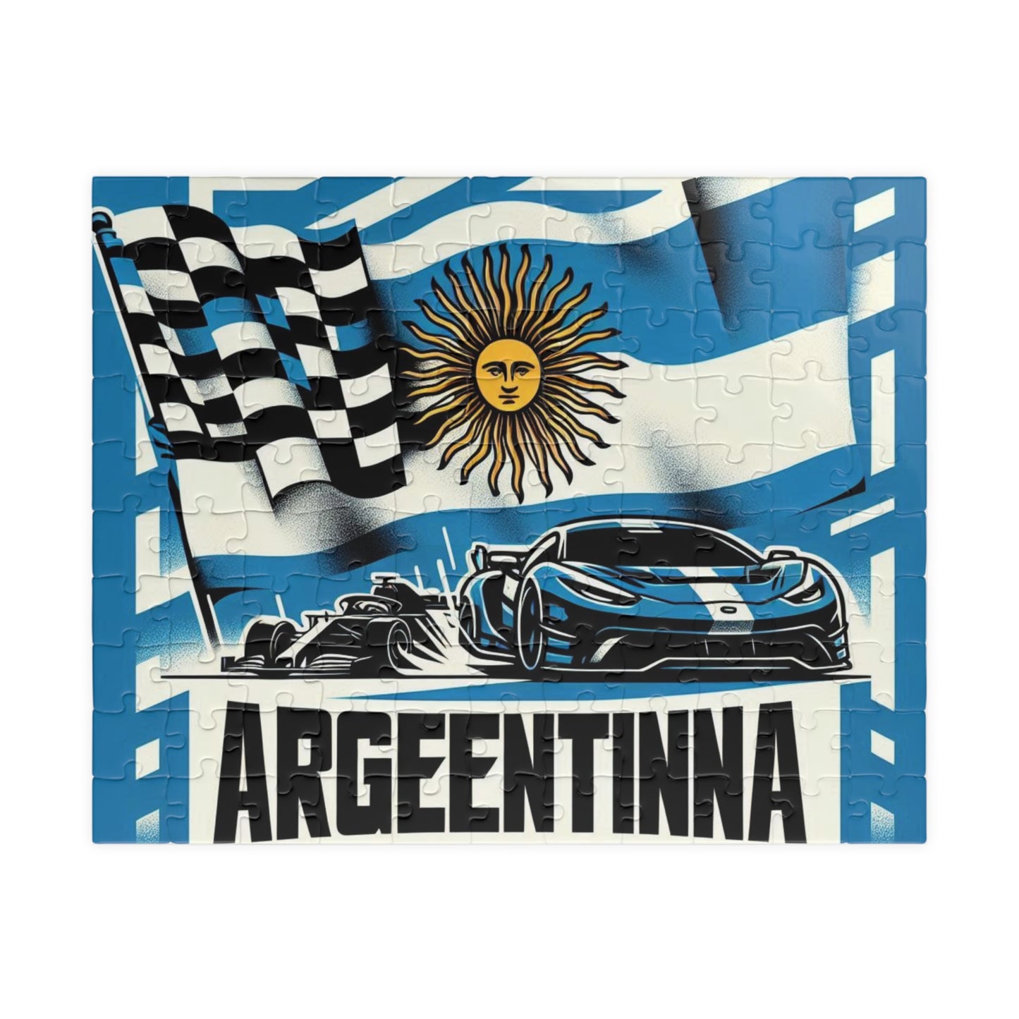 Flag Village ARGENTINA Racing Car Sporting Flag Puzzle (110, 252, 520, 1014-piece) ARG0009