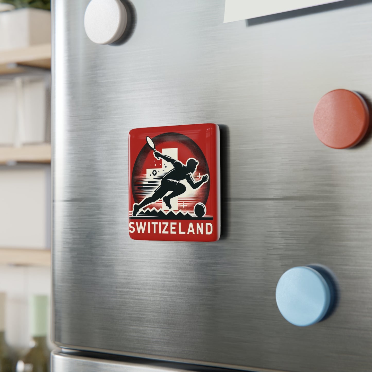 Flag Village Switzerland Flag Sporting Porcelain Magnet, Square CHE0006