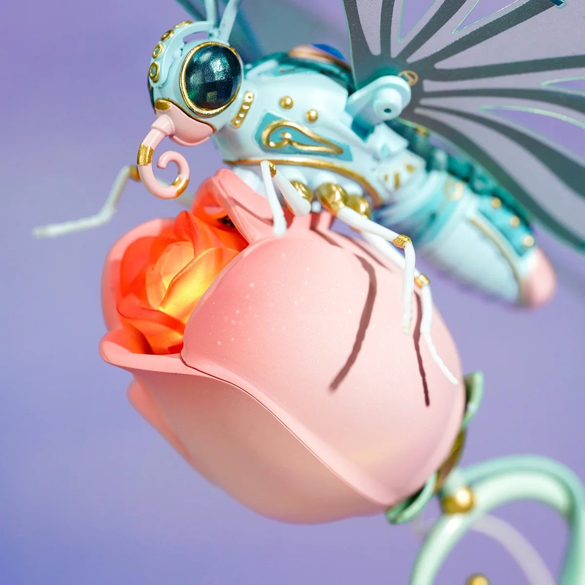 Flag Village Robotime ROKR Butterfly DIY Mechanical 3D Puzzle Toys For Gifts Bionic Butterfly Wings Golden Lighting Rose Exquisite Texture