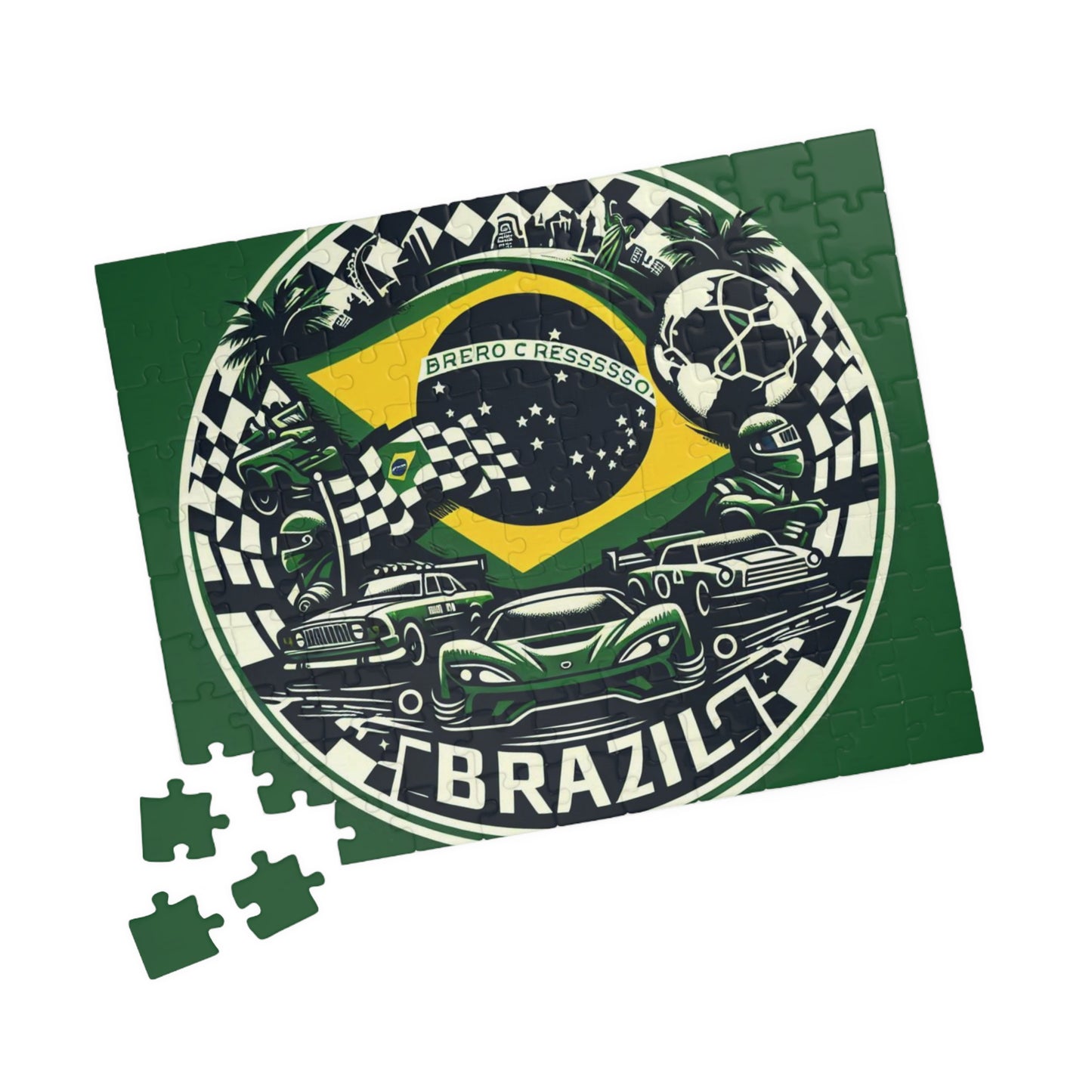 Flag Village BRAZIL Racing Car Sporting Flag Puzzle (110, 252, 520, 1014-piece) BRA0018