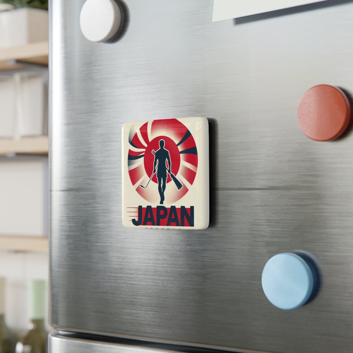 Flag Village Japan Flag Sporting Porcelain Magnet, Square JPN0005
