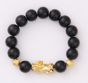 Flag Village Obsidian 18K Gold Bracelet six brave words on hand and little Pearl transport gifts wholesale