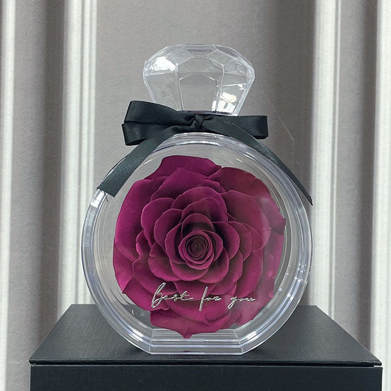 Flag Village Natural Eternal Flower Ornaments Transparent Cover Dried Rose Gift Box For Christmas New Year Valentine's Day Home Decor