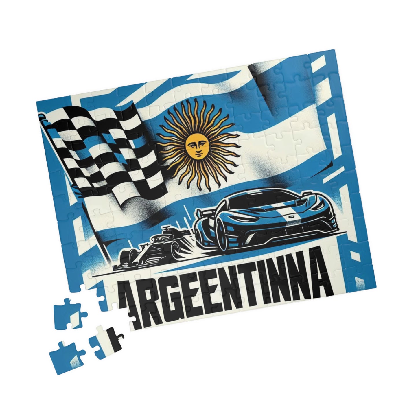Flag Village ARGENTINA Racing Car Sporting Flag Puzzle (110, 252, 520, 1014-piece) ARG0009