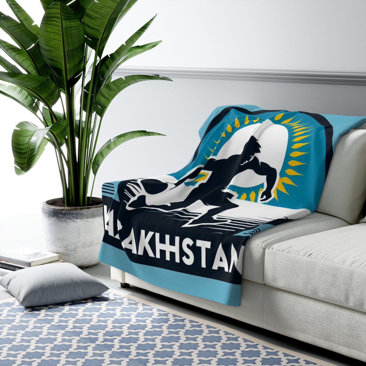 Flag Village Kazakhstan Sporting Flag Sherpa Fleece Blanket KAZ0007