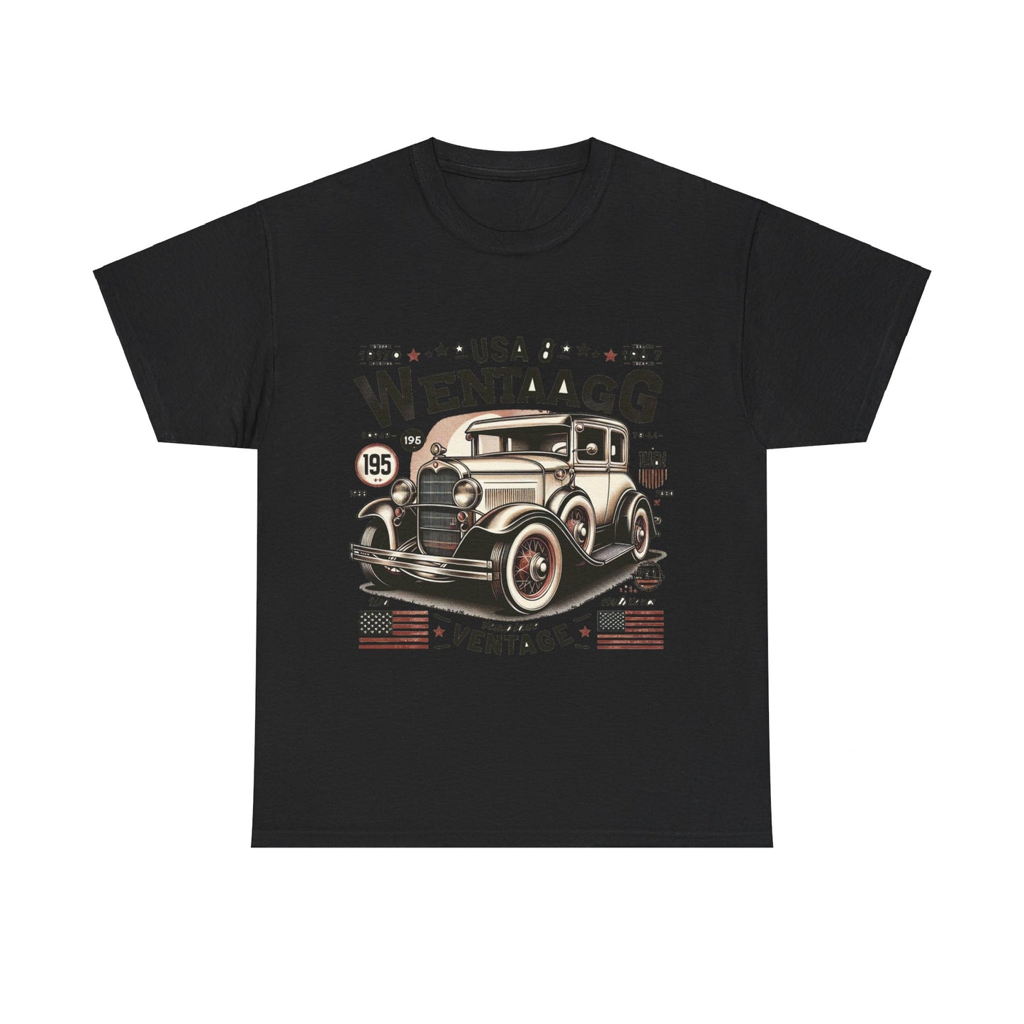 Flag Village USA Vintage Car Flag T-SHIRT Heavy Cotton Tee USA0017